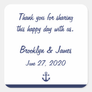 Stickers Merci bleu marine Nautique mariage