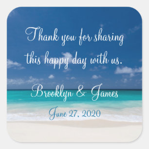 Stickers Merci Blue Beach Wedding