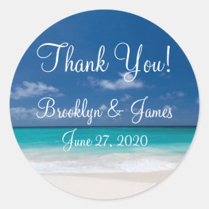 Stickers Merci Blue Beach Wedding