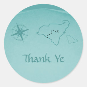 Stickers Merci Carte Trésor, Turquoise