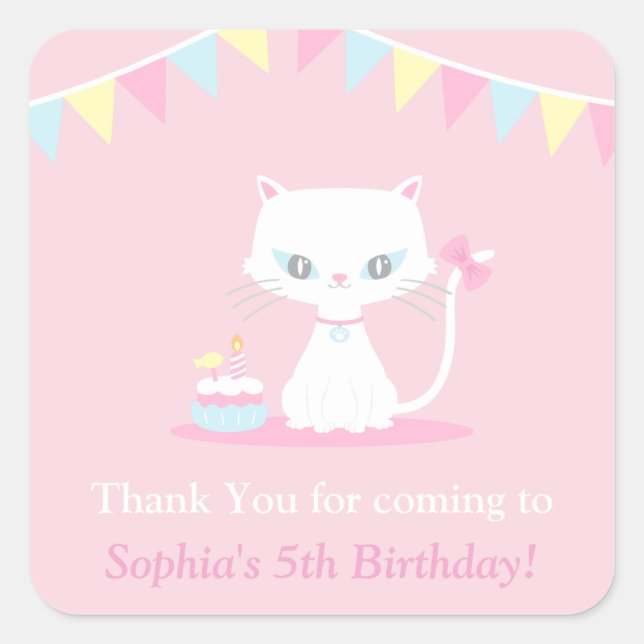 Stickers Merci chaton blanc mignon (Devant)