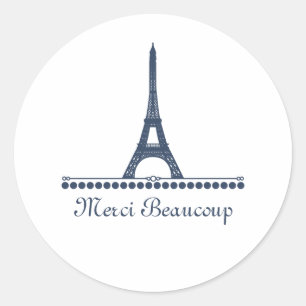 Stickers Merci Chic Parisien, Bleu