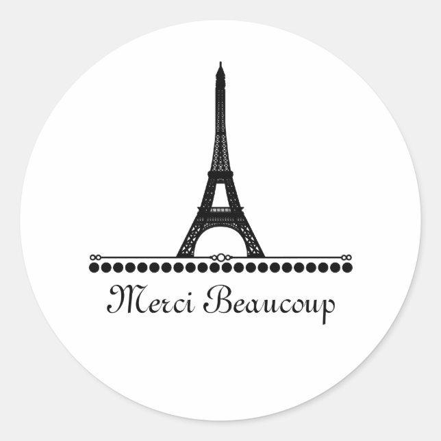 Stickers Merci Chic Parisien, Noir (Devant)