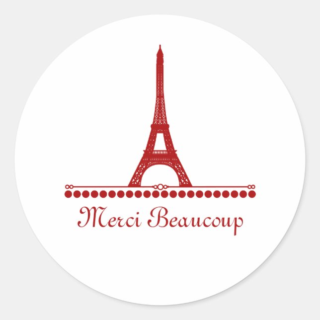 Stickers Merci Chic Parisien, Rouge (Devant)