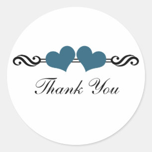 Stickers Merci Coeur élégant, Bleu