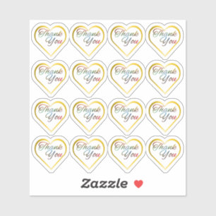 Stickers Merci coeur or transparent