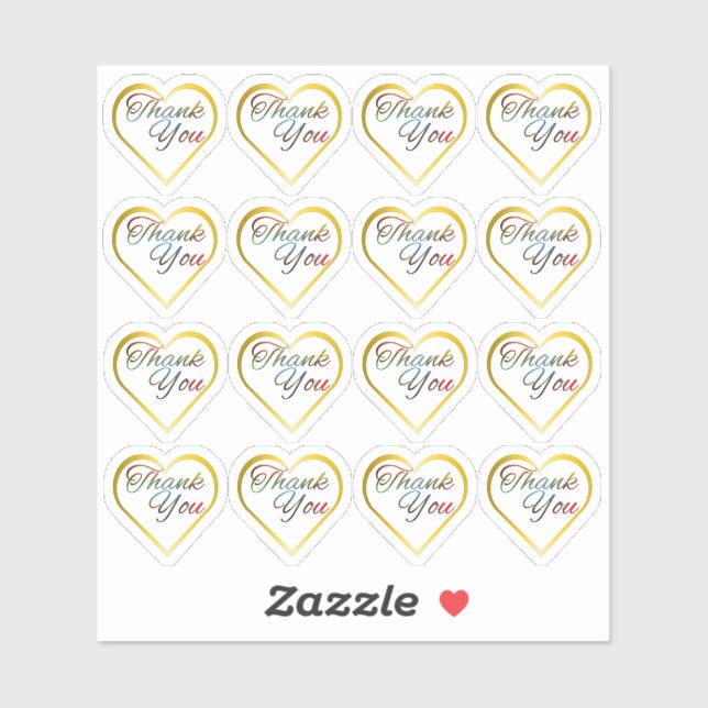 Stickers Merci coeur or transparent (Feuille)