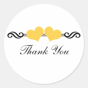 Stickers Merci Coeurs Élégants, Jaune