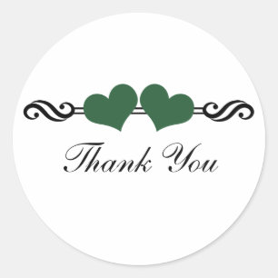 Stickers Merci Coeurs Élégants, Vert