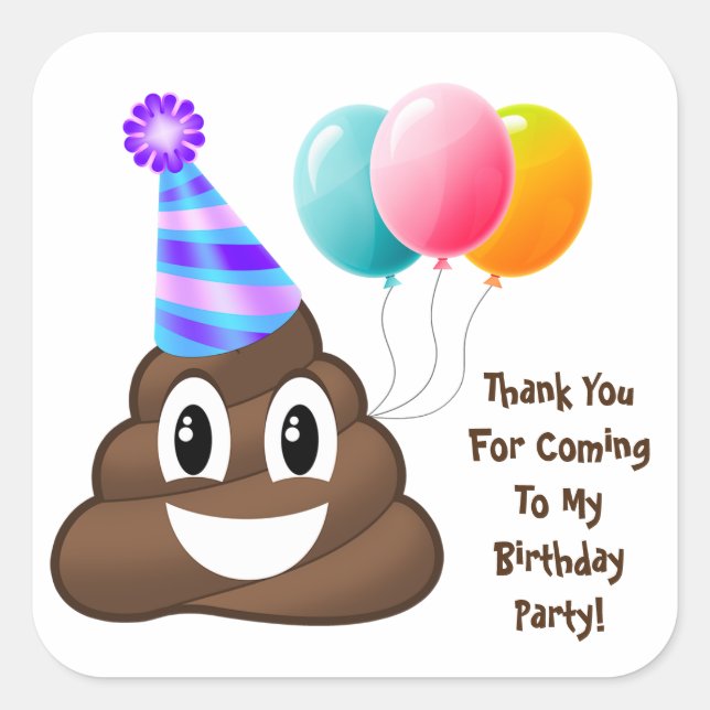 Stickers Merci Customisé Poop Emoji Anniversaire (Devant)