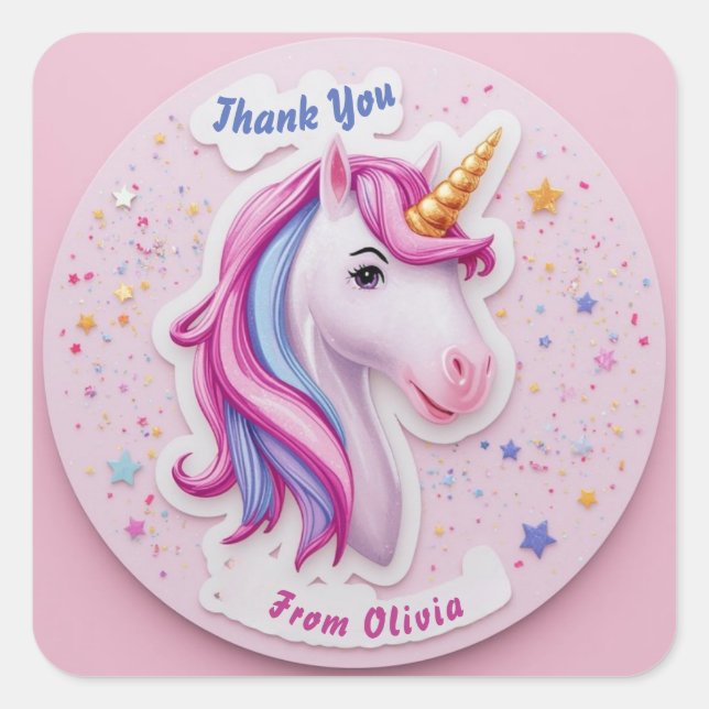 Stickers Merci d'anniversaire de la licorne magiqu (Devant)
