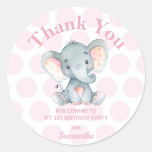 Stickers Merci d'anniversaire éléphant Étiquette r