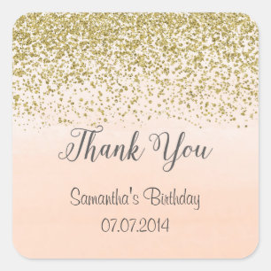 Stickers Merci d'anniversaire Peach et Gold