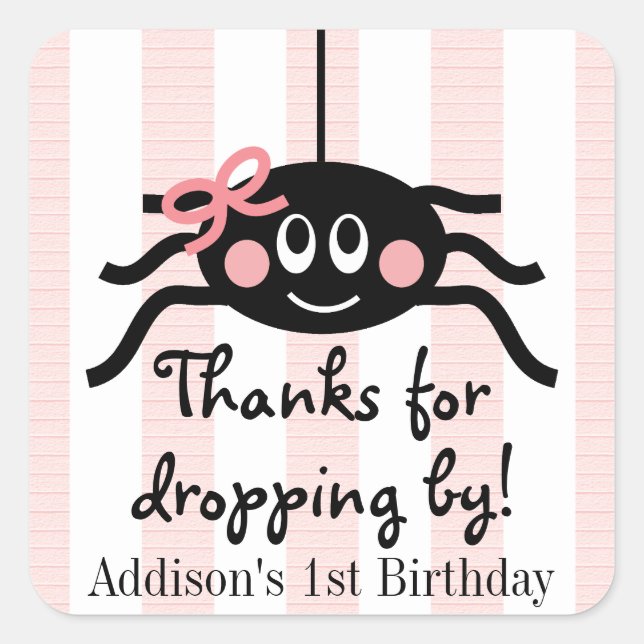 Stickers Merci d'anniversaire Pink Spider (Devant)