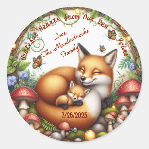 Stickers Merci de Baby shower Mama & Baby Fox