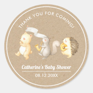 Stickers Merci de Baby shower pour animaux de bois
