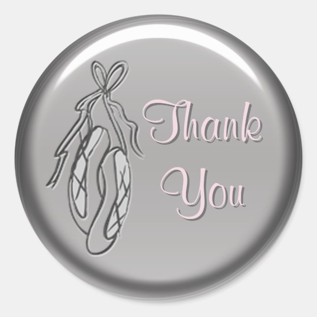 Stickers Merci de ballet rose et gris (Devant)