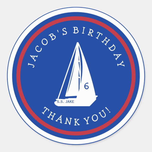 Stickers Merci de bateau à voile pour enfants (Devant)