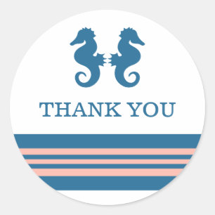 Stickers Merci de cheval de mer bleu corail