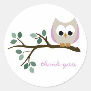 Stickers Merci de Chouette rose