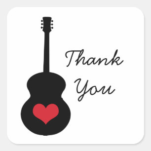 Stickers Merci de coeur de guitare rouge/noir