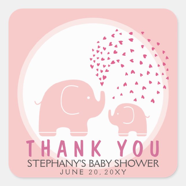 Stickers Merci de douche Eléphants Personnalisés (Devant)