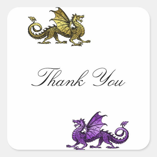 Stickers Merci de dragon violet d'or (Devant)