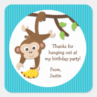 Stickers Merci de fête d'anniversaire singe