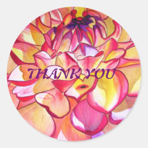 stickers Merci de fleur rose Dahlia