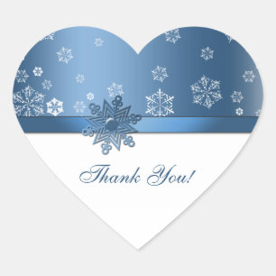 Stickers Merci de flocons d'hiver bleu et blanc