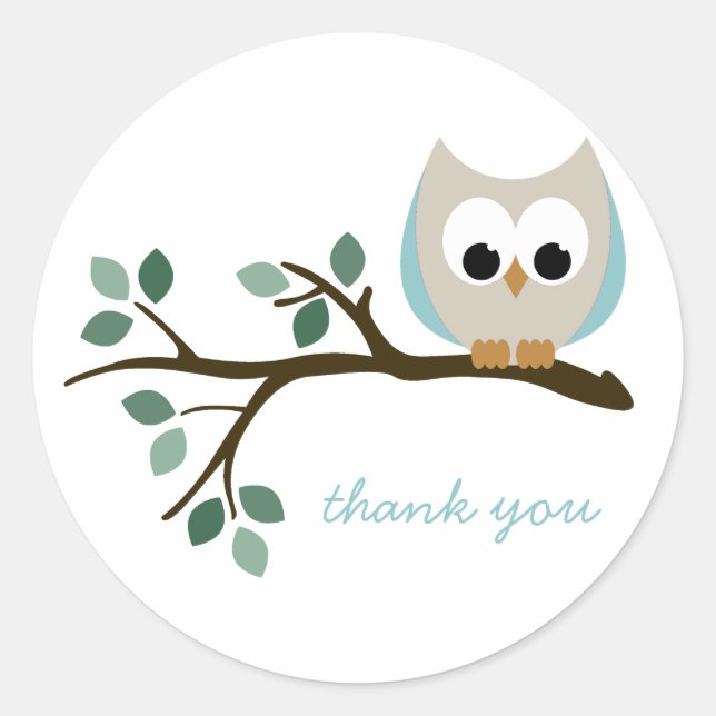 Stickers Merci de hibou bleu (Devant)