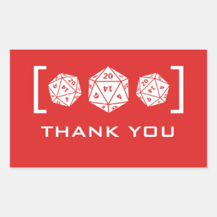 Stickers Merci de jeu de dés D20 rouge
