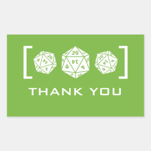 Stickers Merci de jeu de dés D20 Vert