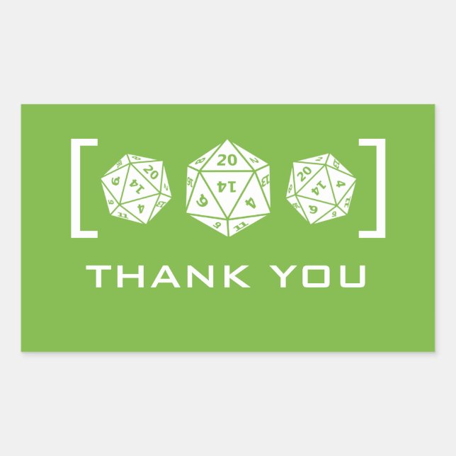 Stickers Merci de jeu de dés D20 Vert (Devant)