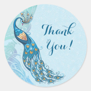 Stickers Merci de mariage Peacock Lace Elegance