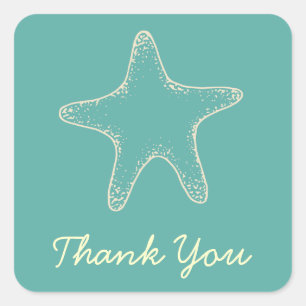 Stickers Merci de mariage Starfish Beach