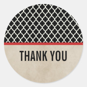 Stickers Merci de Quatrefoil Red Chic