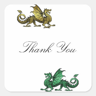 Stickers Merci Dragon Vert Or