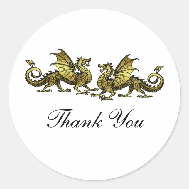 Stickers Merci Dragons Or Élégant (Devant)
