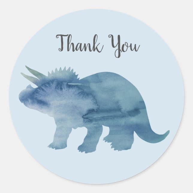 Stickers Merci du Dinosaur Party Triceratops (Devant)