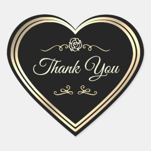 Stickers Merci emballage noir avec cadre or