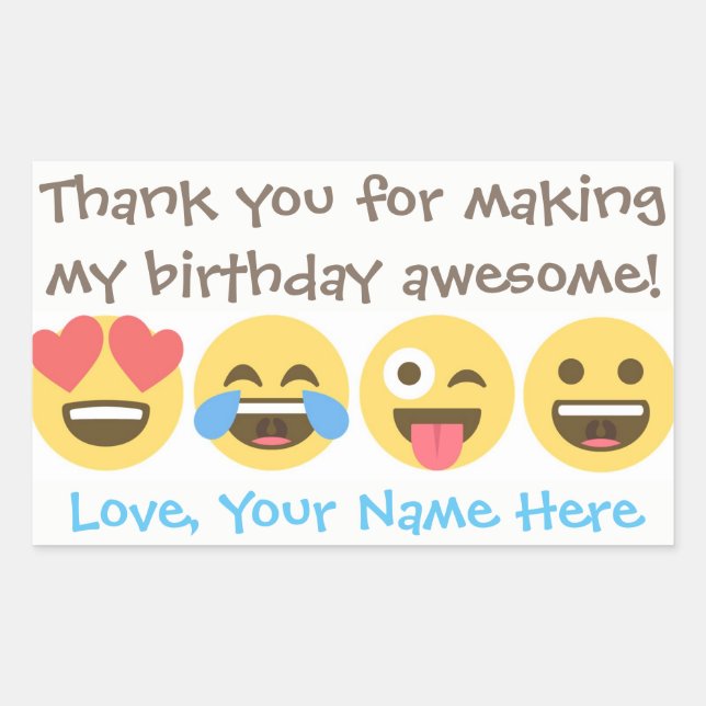 Stickers Merci Emoji personnalisables - Visages Em (Devant)