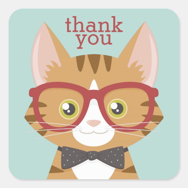 Stickers Merci en chatte orange Tabby (Devant)