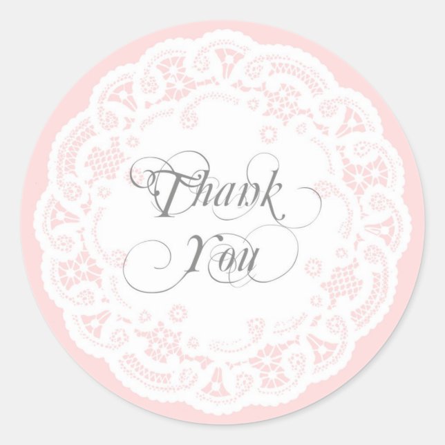 Stickers Merci en dentelle rose (Devant)