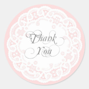 Stickers Merci en dentelle rose