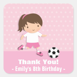 Stickers Merci Fille de Football Rose