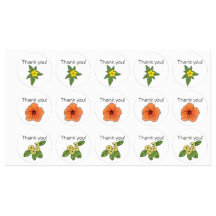 Stickers "Merci" floral 3 modèles de fleurs