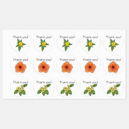 Stickers "Merci" floral 3 modèles de fleurs