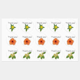 Stickers "Merci" floral 3 modèles de fleurs