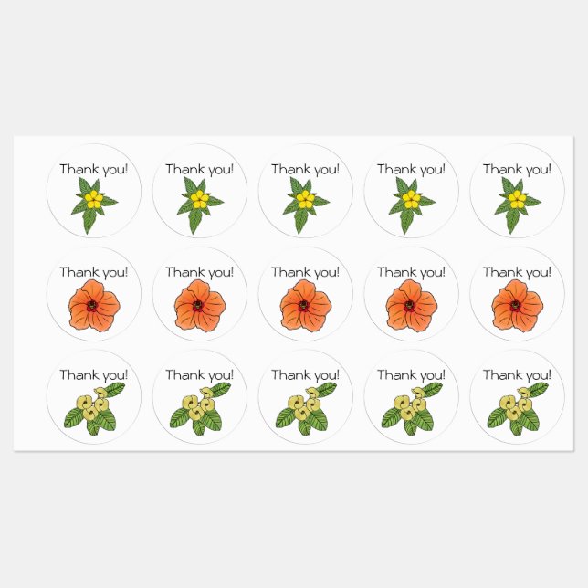 Stickers "Merci" floral 3 modèles de fleurs (Feuille)